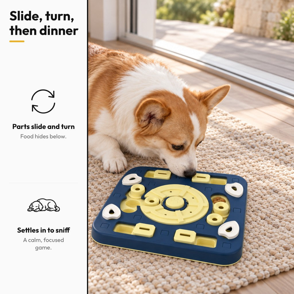 Food puzzle plate – Slide, turn, then dinner