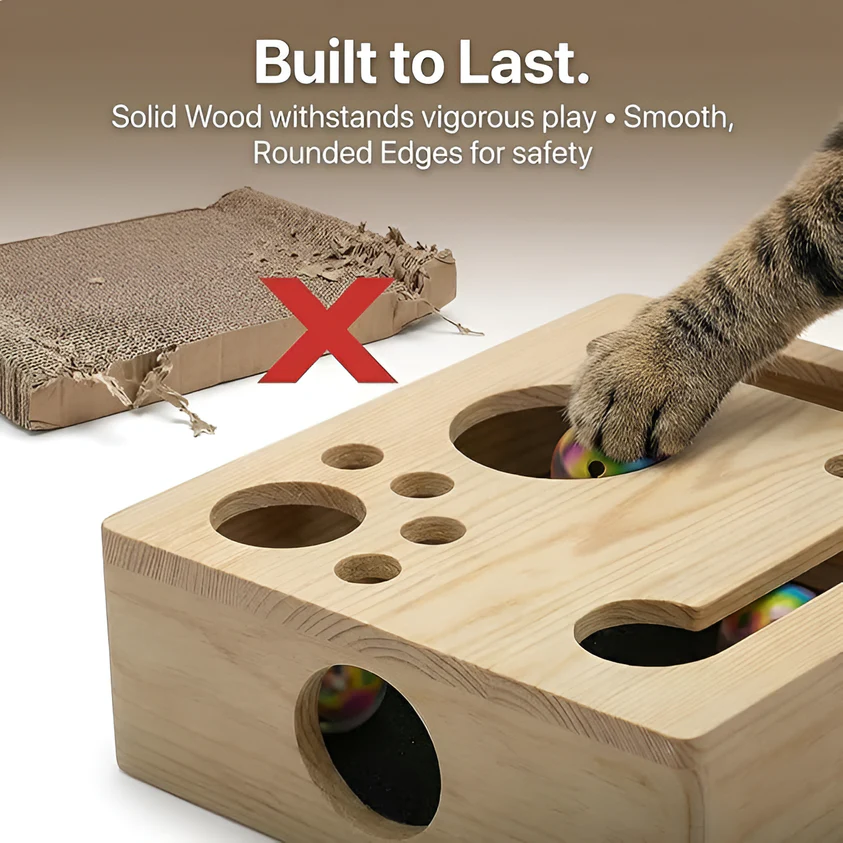 Wooden Maze Box with Claw-Filing Top