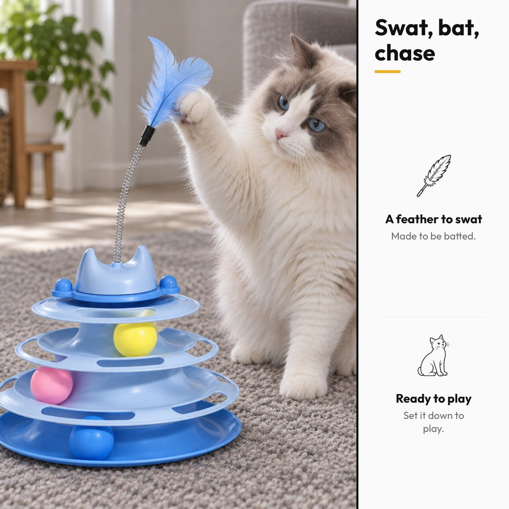 Cat ball track toy – Swat, bat, chase