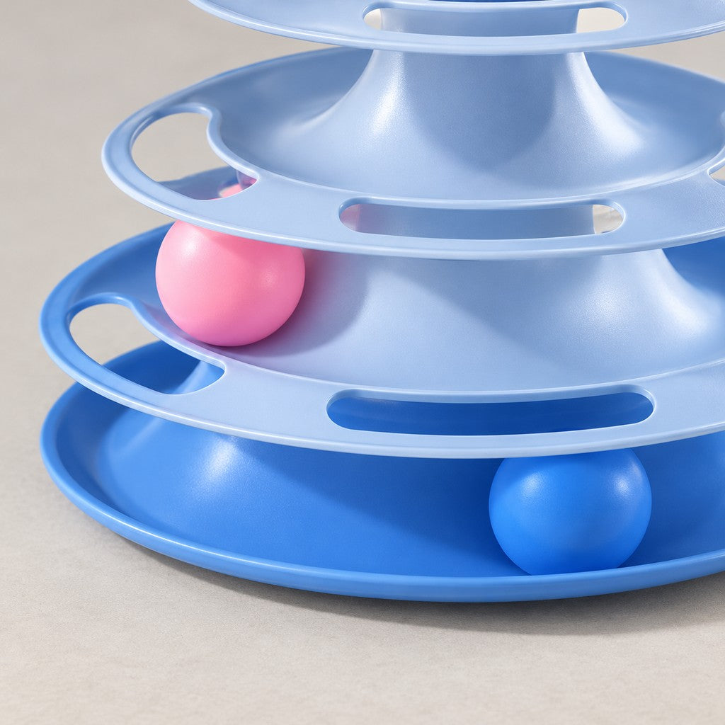 Close-up of the lower slotted track plates with loose coloured balls