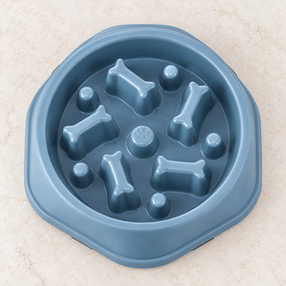 Overhead view of the bowl's bone-shaped posts, pegs and centre post