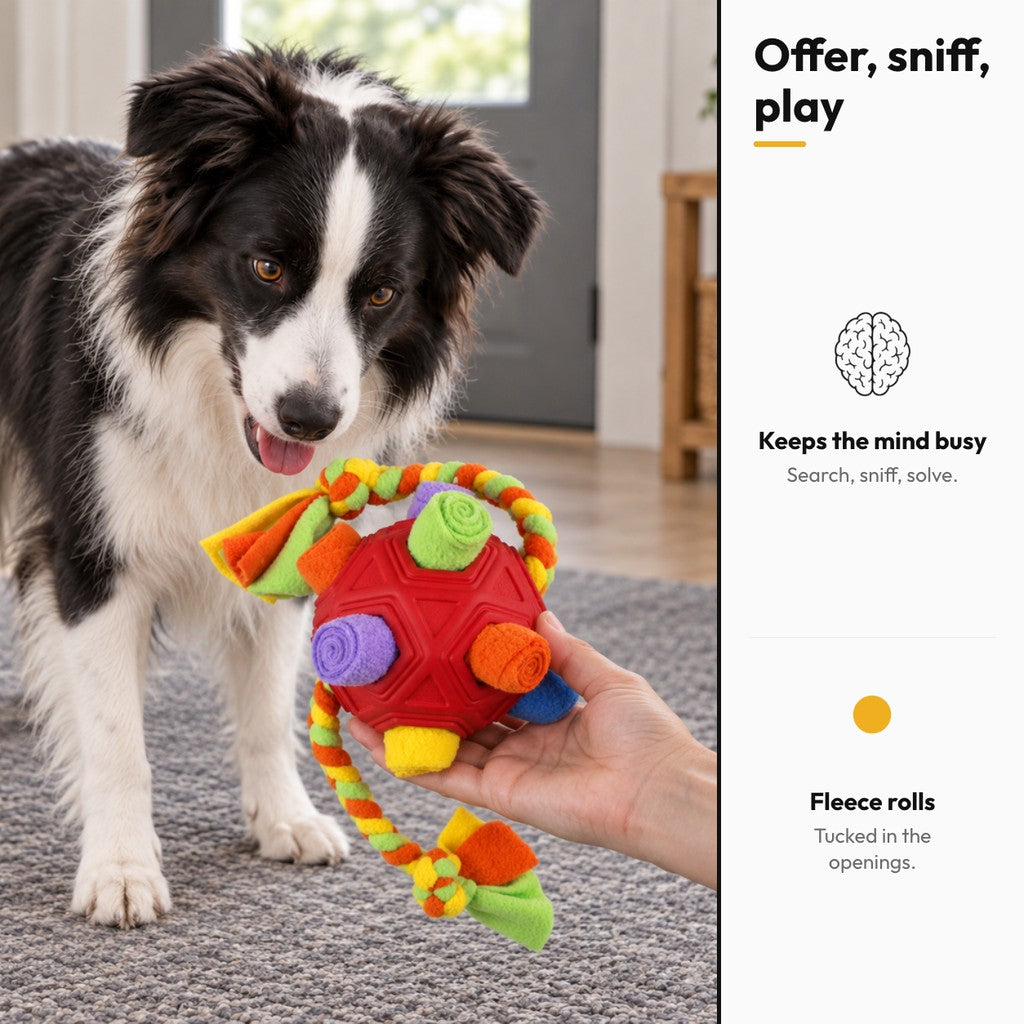 Snuffle Ball with Tug Rope for Dogs – Offer, sniff, play