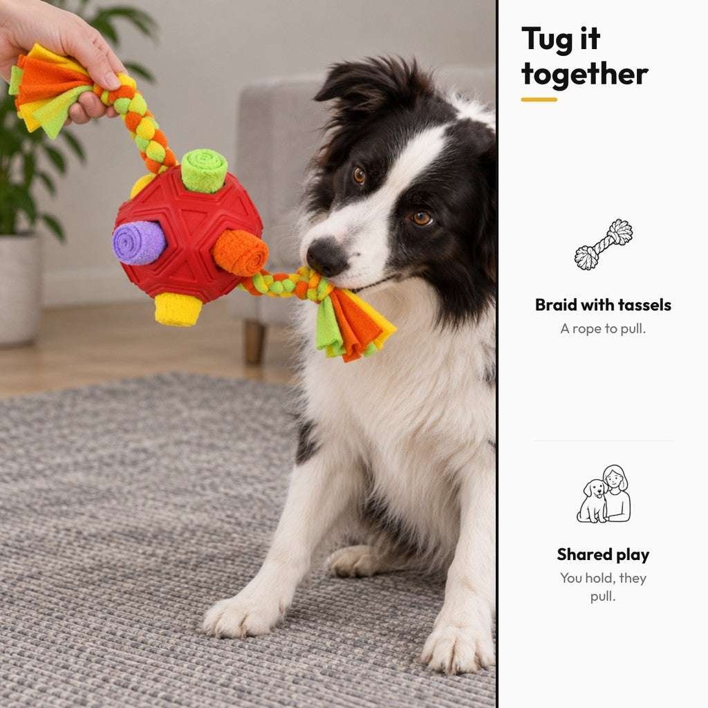 Snuffle Ball with Tug Rope for Dogs – Tug it together