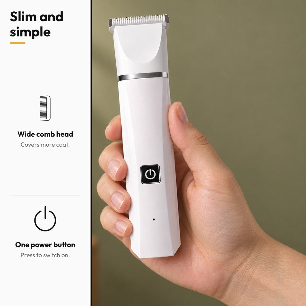 Pet Hair Trimmer with Wide Comb Head – Slim and simple