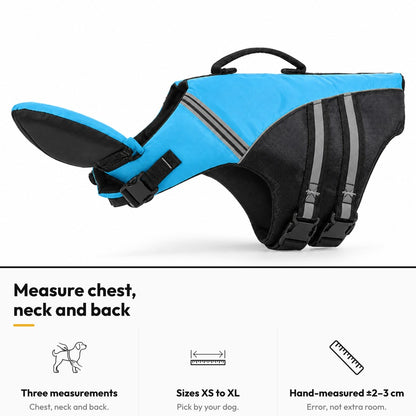 Dog Swim Vest with Back Handle – Measure chest, neck and back