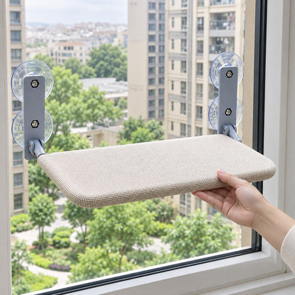 Hand holding up the front edge of the window shelf from underneath