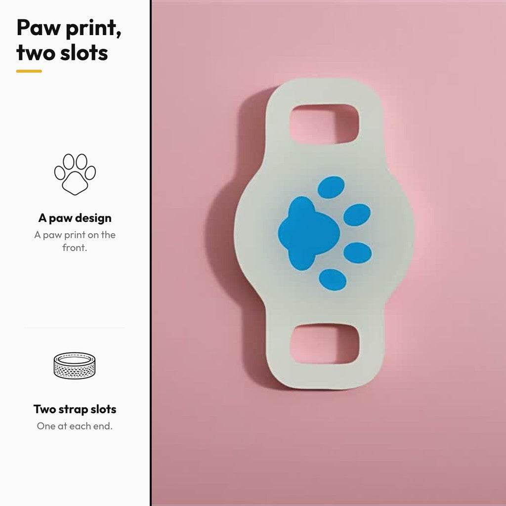 Paw Tracker Holder That Threads onto a Flat Strap – Paw print, two slots
