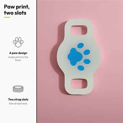 Paw Tracker Holder That Threads onto a Flat Strap – Paw print, two slots