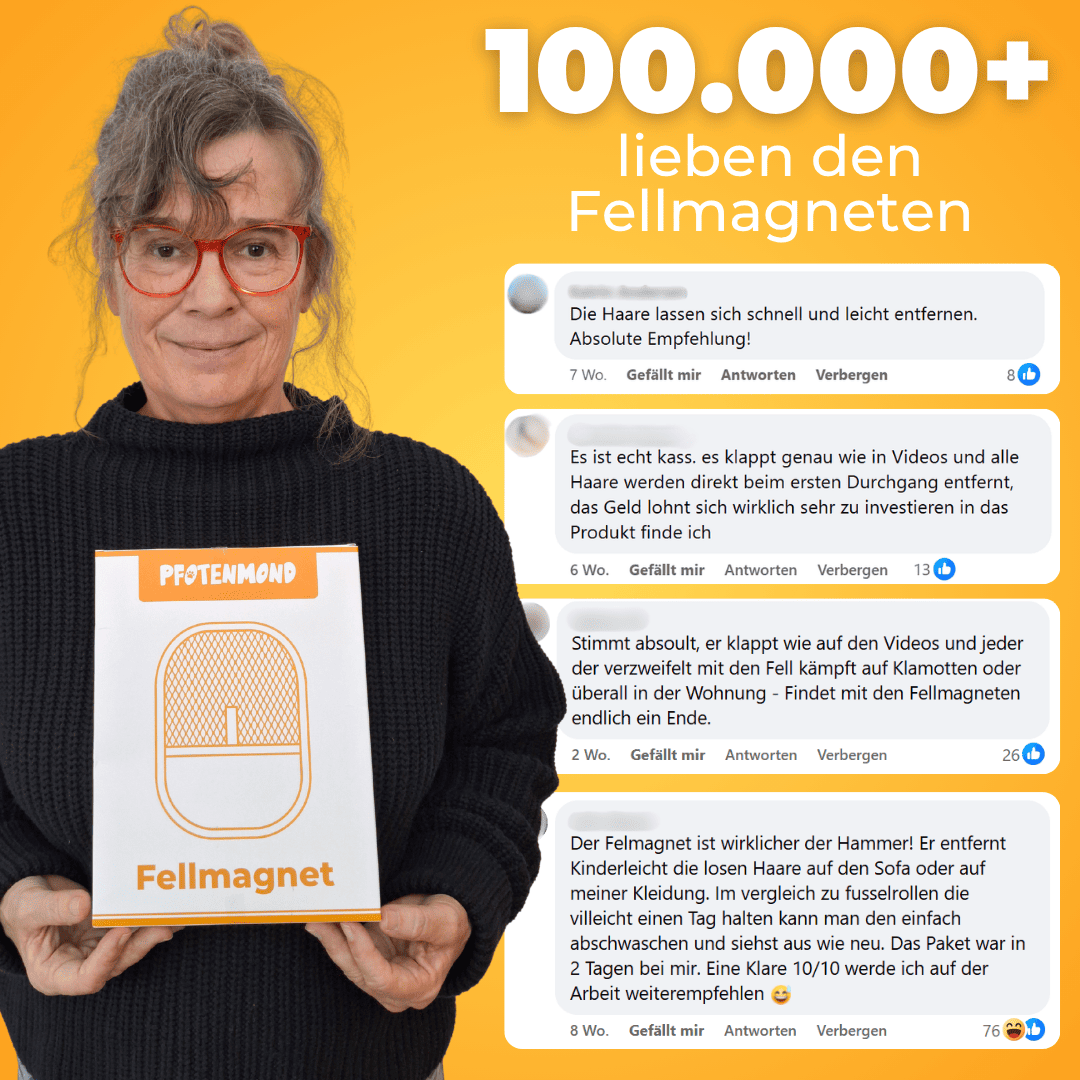 German promotional image of a woman holding the mitt's box beside review screenshots