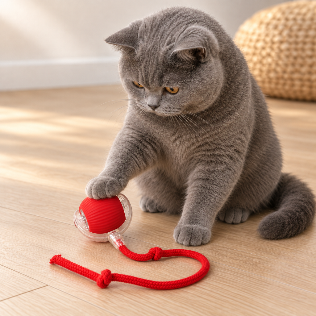 Chase Ball — cat resting a paw on the ball