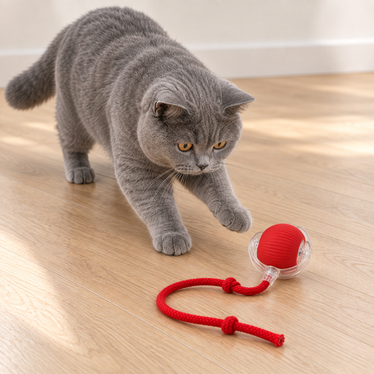 Chase Ball — cat reaching for the rolling ball