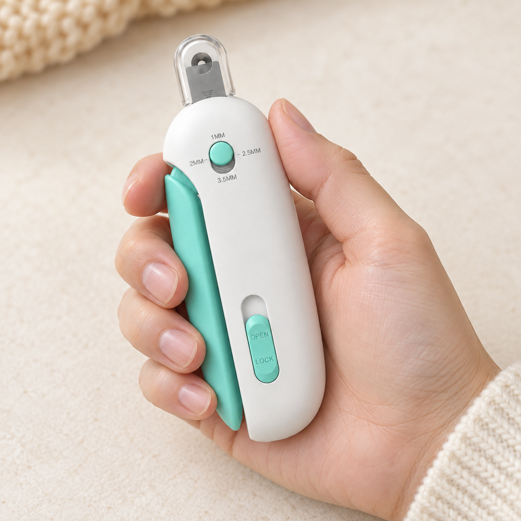 Gentle-Guard Adjustable Nail Clipper — held in the hand