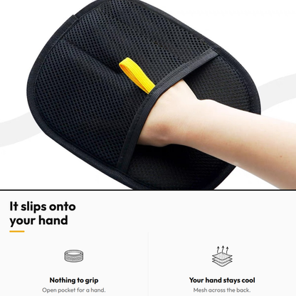 Two-Way Fur Removal Mitt — It slips onto your hand: Nothing to grip; Your hand stays cool