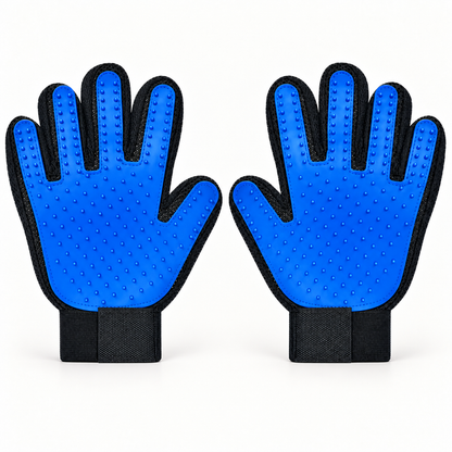 Five-Finger Grooming Gloves — Pair in Blue