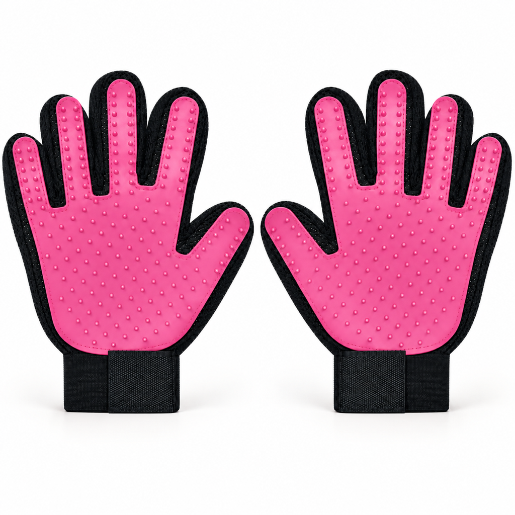 Five-Finger Grooming Gloves — Pair in Pink