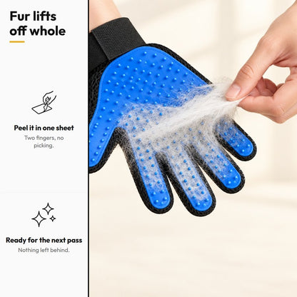 Five-Finger Grooming Gloves — Pair — Fur lifts off whole: Peel it in one sheet; Ready for the next pass