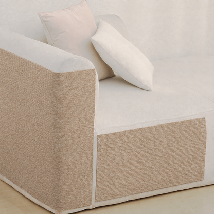 Stick-On Sofa Scratch Panel — Khaki panels on a cream sofa