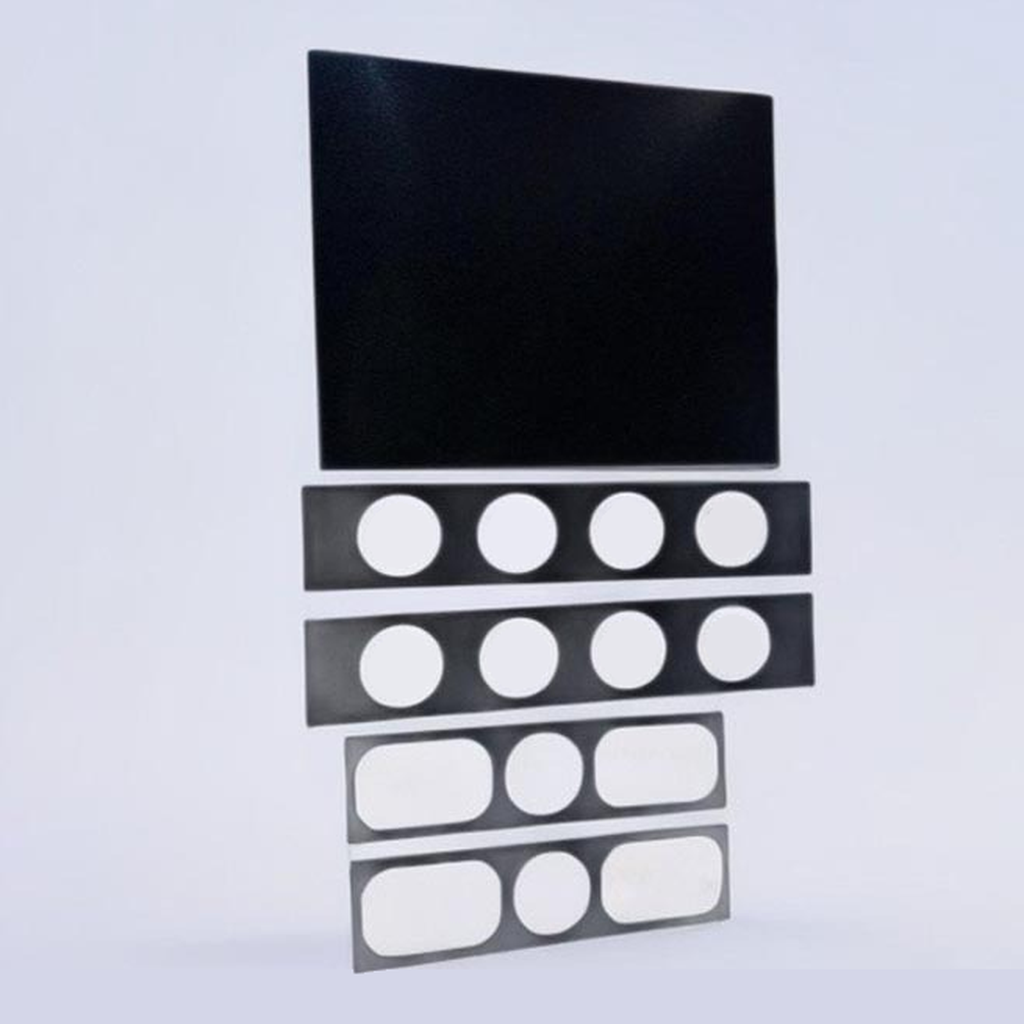 Replaceable claw-filing sheets with matching cut-outs, laid out flat