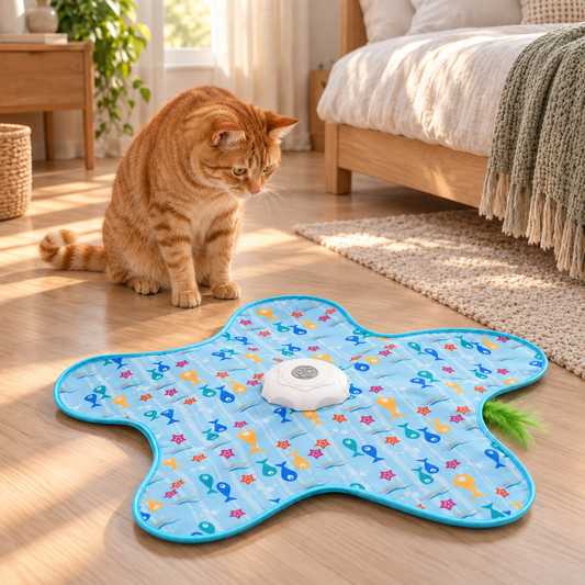 Auto Hunt Teaser Toy with a cat in a bedroom