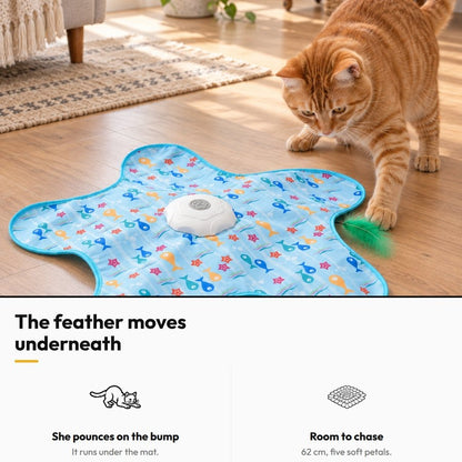 Auto Hunt Teaser Toy — The feather moves underneath: She pounces on the bump; Room to chase