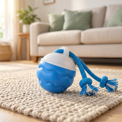 Smart Interactive Rolling Ball — the ball rolling across a rug