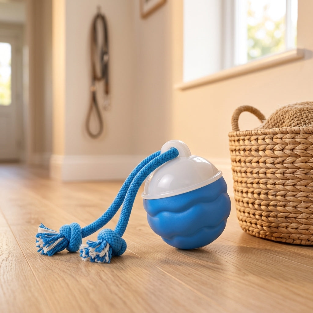 Smart Interactive Rolling Ball — the ball beside a sofa