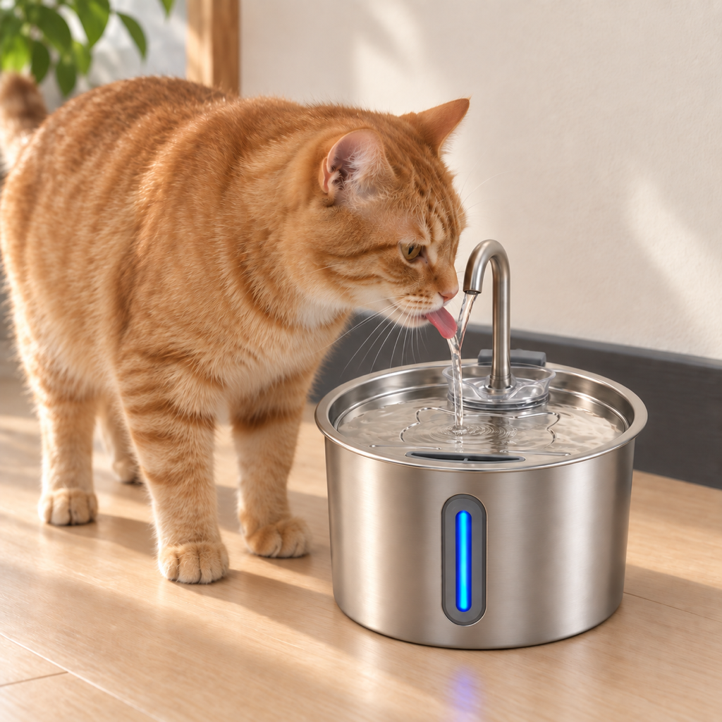 KittySip Cat Water Fountain — a cat drinking from the fountain
