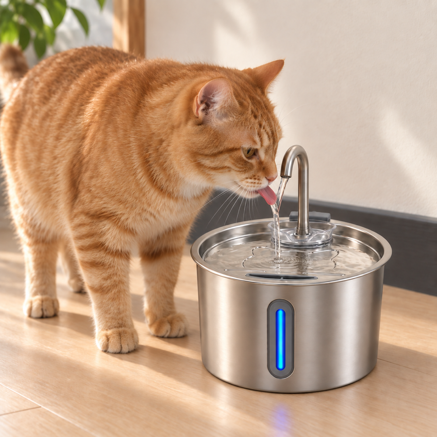 KittySip Cat Water Fountain — a cat drinking from the fountain