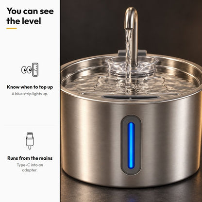 KittySip Cat Water Fountain — You can see the level: Know when to top up; Runs from the mains