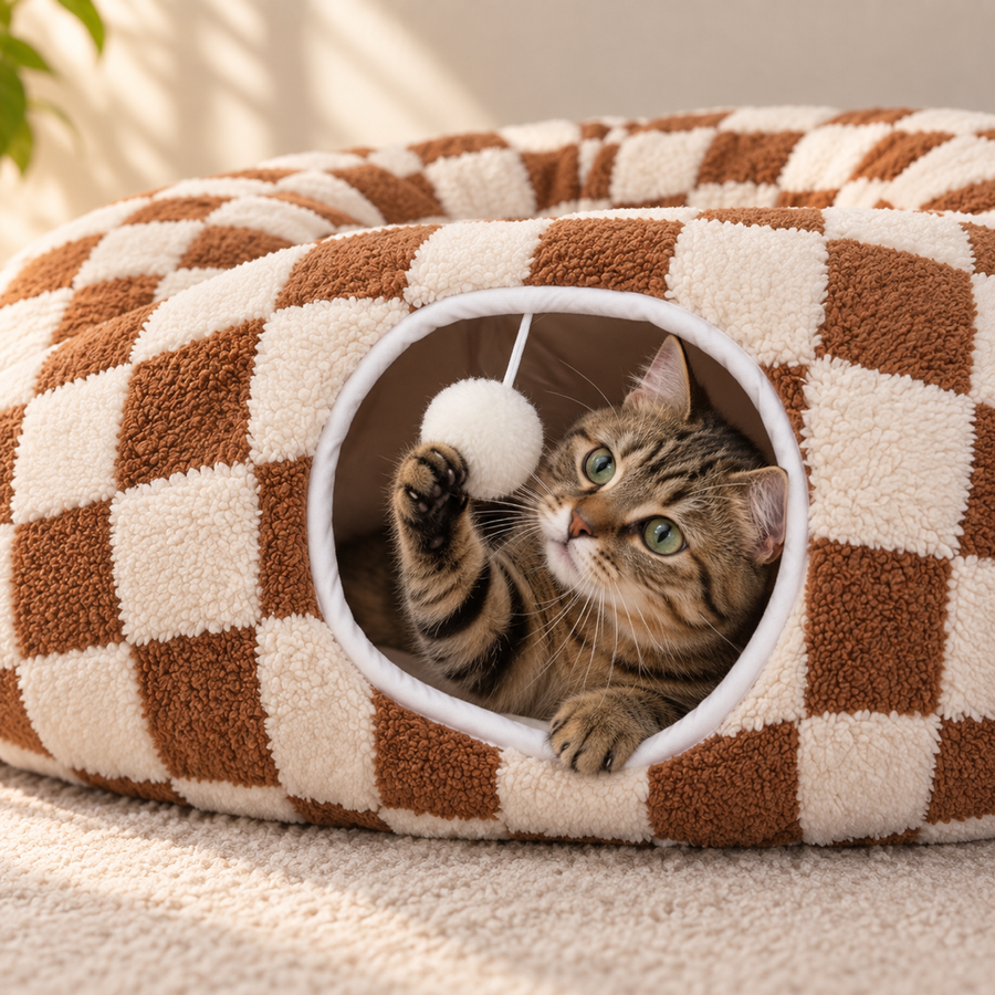 Tunnel Donut Bed — a cat inside the tunnel